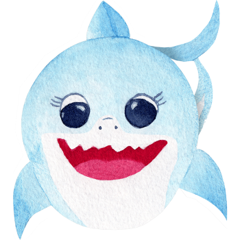 Blue Baby Shark Painted Cartoon - $0.00