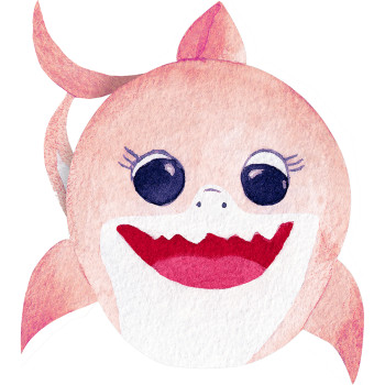 Pink Baby Shark Painted Cartoon -$0.00