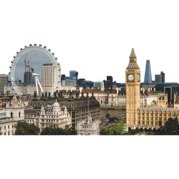 London City Skyline Big Ben Ferris Wheel Eye Cardboard Cutout -$0.00