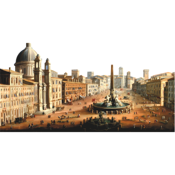 Piazza Navona Rome 1730 Skyline Italy Travel Vacation Cardboard Cutout -$0.00
