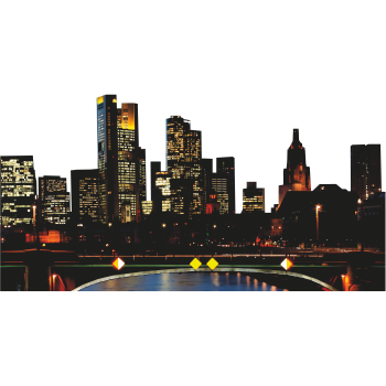 Frankfurt German Bridge Skyline Cardboard Cutout -$0.00
