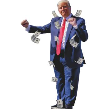 H38292 President Donald Trump Rain Dance Money Dollar Tariff Economic Growth -$0.00