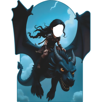 Brave Viking Girl Riding Trained Dragon Stand In Cardboard Cutout -$0.00