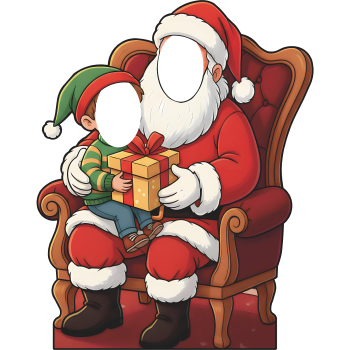 Cartoon Sitting Santa Christmas Stand In Cardboard Cutout -$0.00