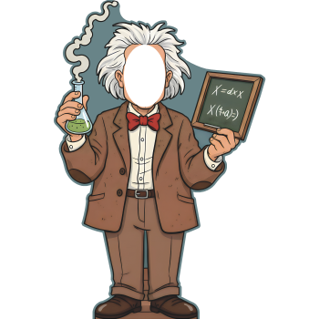 Mad Scientist Einstein Beaker Chalkboard Science Stand In Cardboard Cutout -$0.00