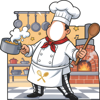Cartoon Chef Cook Food Cooking Stand In Cardboard Cutout