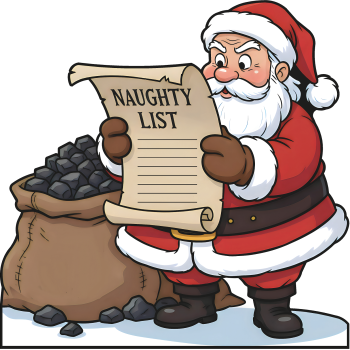 Cartoon Santa Naughty List Cardboard Cutout -$0.00 Cartoon Santa Naughty List Cardboard Cutout