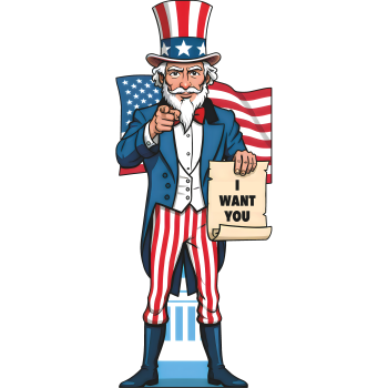Cartoon Uncle Sam I Want You American Flag Suit Cardboard Cutout -$0.00