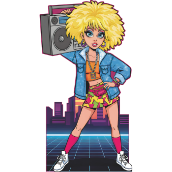 Rad 80s Retro Rocker Boombox Girl Cardboard Cutout -$0.00