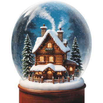 Christmas Winter Snow Globe Log Cabin Cardboard Cutout -$0.00