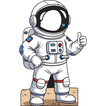 Cartoon Astronaut Thumbs Up Stand In Cardboard Cutout -$0.00