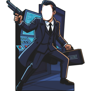 Cartoon Secret Agent Spy Stand In Cardboard Cutout -$0.00