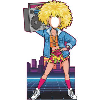 Rad 80s Retro Rocker Boombox Girl Stand In Cardboard Cutout -$0.00