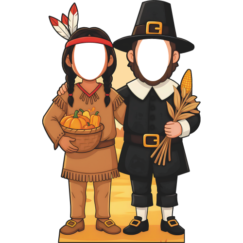 Thanksgiving Native Pilgrim Plymouth Harvest Group Couple Stand In Cardboard Cutout Thanksgiving Native Pilgrim Plymouth Harvest Group Couple Stand In Cardboard Cutout
