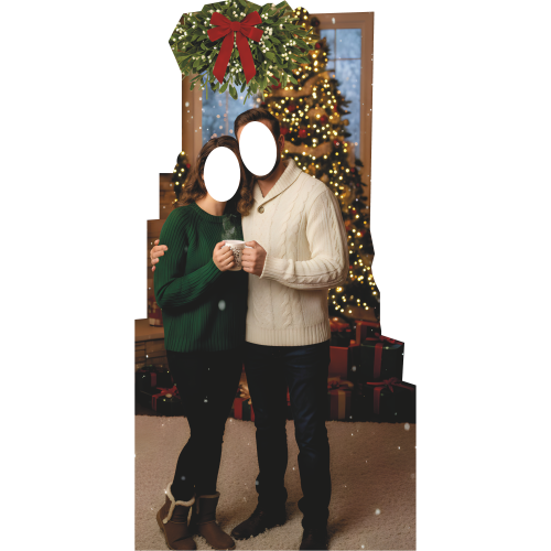 Christmas Holiday Mistletoe Couple Stand In Cardboard Cutout Christmas Holiday Mistletoe Couple Stand In Cardboard Cutout