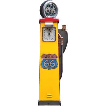 Vintage Yellow 1930 Route 66 Gas Pump Cardboard Cutout -$0.00