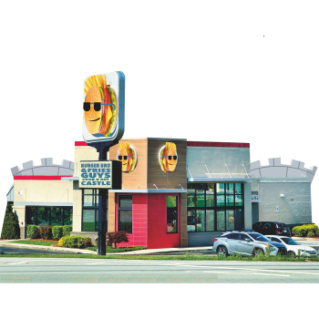 Burger Bro Fries Guys Restaurant Castle Cook N Out Building Cardboard Cutout -$0.00