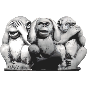 47in 3 Wise Monkeys See Hear Speak No Evil Monkeys Cardboard Cutout Standee Standup -$49.99