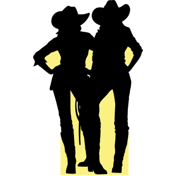 Cowgirls Silhouette Cow Girl Wild West Cowboy Yellow Stone Lasso Cardboard Cutout Standee Standup -$49.99