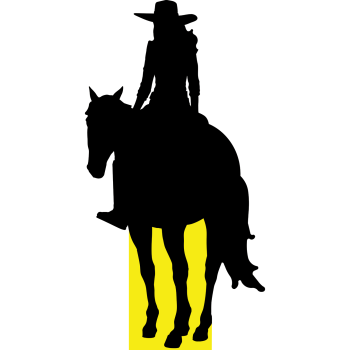 Cowgirl on Horse Silhouette Cow Girl Wild West Cowboy Yellow Stone Lasso