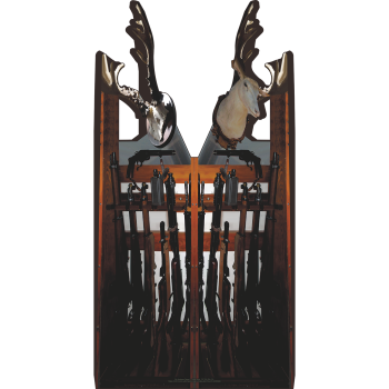 Rustic Western Gun Rifle Rack Deer Head Antlers Trophy Prop Cardboard Cutout Standup Standee -$0.00