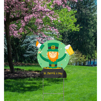 Leprechaun Out Of Pot Of Gold Plastic Outdoor Yard Sign Decoration Cutout