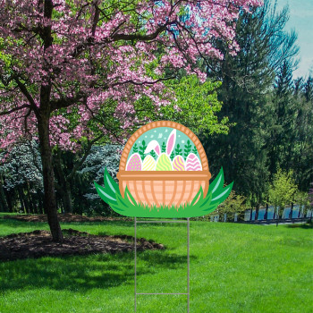 Easter Basket Plastic Outdoor Yard Sign Decoration Cutout