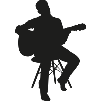 Acoustic Guitar Player Sitting Silhouette Cardboard Cutout Standee Standup