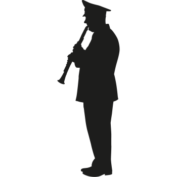 Marching Band Military Clarinet Flute Player Silhouette Cardboard Cutout Standee Standup