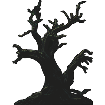 Spooky Tree Silhouette Short Stout Moon Light Lit Shadow Cardboard Cutout Standee Standup -$0.00