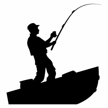 Man Fishing on Boat Silhouette