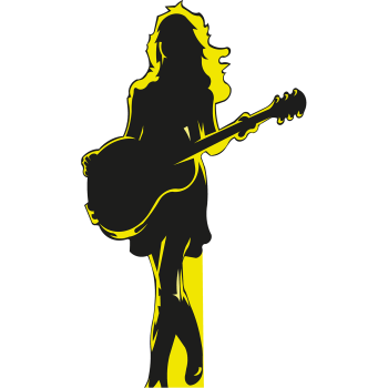 Fearless Long Haired Woman Guitar Silhouette Glow She’s Gone Country Cardboard Cutout Standee Standup -$0.00