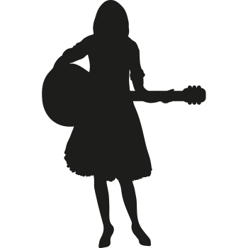 Girl Woman Guitar Player Skirt Silhouette Cardboard Cutout Standee Standup -$0.00