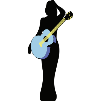 Bright Blue Guitar Country Era Girl Woman Lover -$0.00