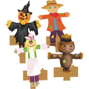 SP13026 Scarecrows 4 Pack Cardboard Cutout Standee Standup