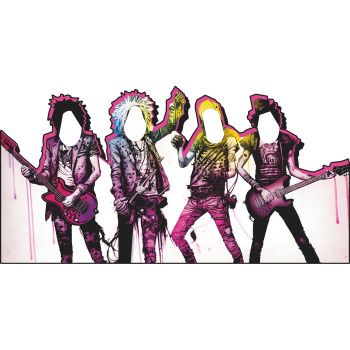 Motley Guns of Glam Hair Punk Metal Roses Band Stand In