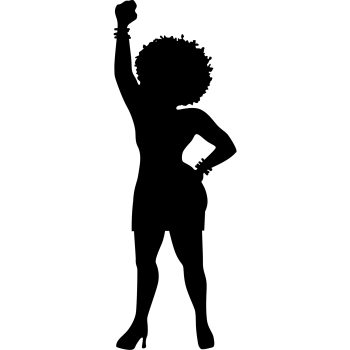 Woman Black Afro Power Fist Silhouette
