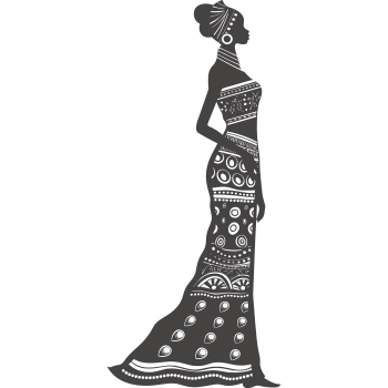 Elegant Beautiful Woman African Dress Full Body Silhouette -$0.00