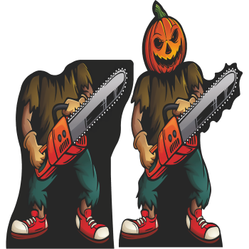 2pack Standin Cutout Pumpkin Jack o Lantern Chainsaw Head -$0.00
