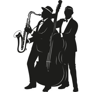 Jazz Music Band Saxophone Stand Up Bass Silhouette