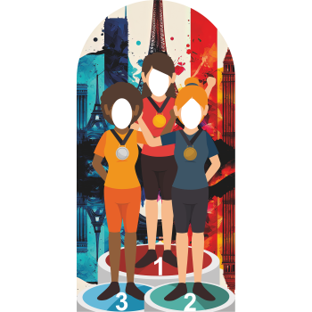 SS11105 French Games Paris 2024 Winners Women Athlete Stand In Cardboard Cutout Standee Standup -$0.00