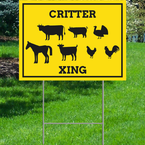 Panneau De Sécurité "Goat Crossing" Pour Jardin - Aluminium 20x30 Cm Avec Piquet - Décoration Pelouse Humour
