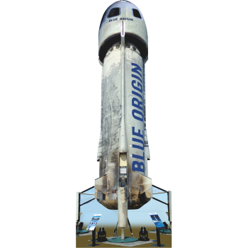 Blue Origin New Shepard Rocket Booster with Crew Capsule Amazon Cardboard Cutout Standee Standup -$0.00