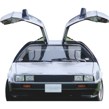 80s Back To The Steel Silver Future Time Machine Sports Car Front Cardboard Cutout Standee Standup -$0.00