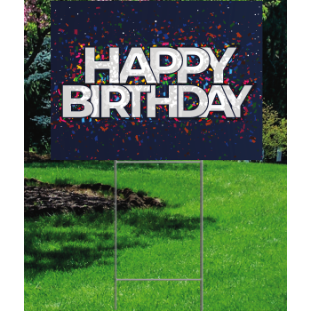 Happy Birthday Confetti Plastic Outdoor Yard Sign Decoration Cutout -$14.99