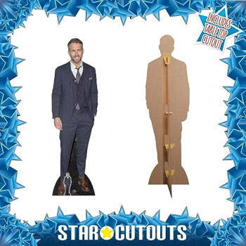STAR CUTOUTS CS704 Celebrity Standee Ryan Reynolds Lifesize Cardboard Cutout Smart Casual Suit Cut Out 188cm Tall, 188 x 55 x 188 cm, Multi-Colour… -$48.99