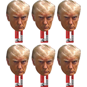 H38178 6pack Prison Mugshot Donald Trump Federal Indictment PO113509 Lifesize Face with Lower Handle Cardboard Cutout Standup Standee