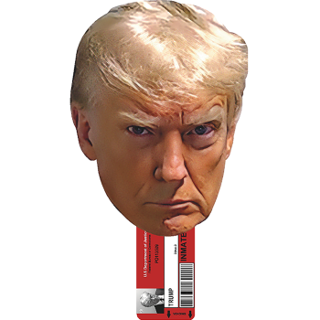 H38179 Prison Mugshot Donald Trump Federal Indictment PO113509 24inch Face with Lower Handle Cardboard Cutout Standup Standee