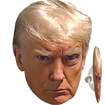 H38180 Prison Mugshot Donald Trump Federal Indictment PO113509 36inch Face with Shield Handle Cardboard Cutout Standup Standee