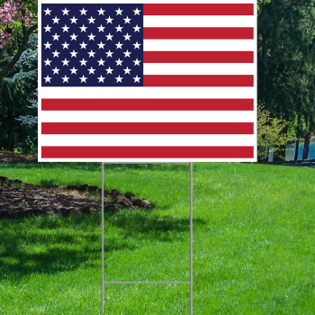 American Flag Coroplast Plastic Yard Sign Lawn Sign